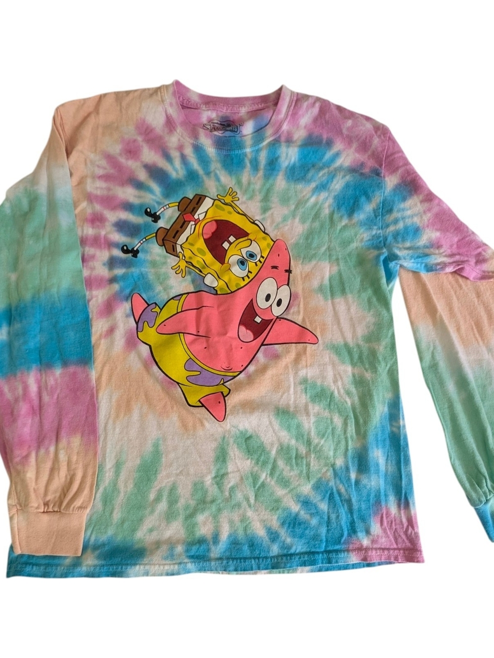 Nickelodeon Spongebob & Patrick Tie-dye Long Sleeve Shirt Large.